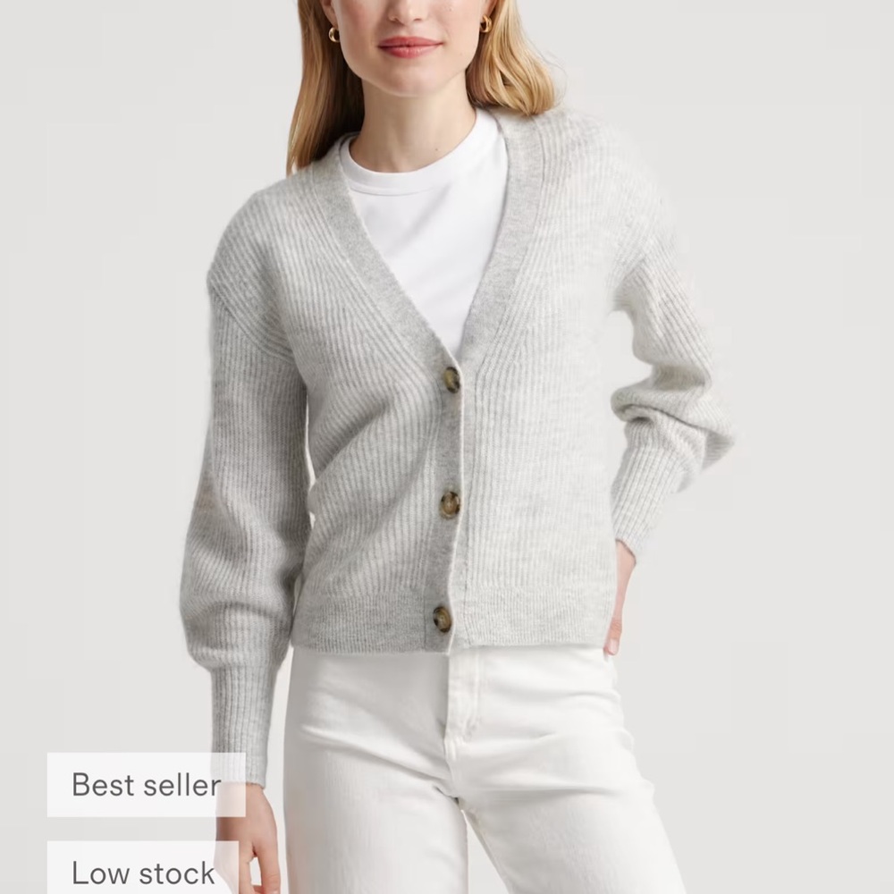 Quince Baby Alpaca-Merino Cropped Cardigan in Camel Women's Cardigan Sweater L - Picture 16 of 16
